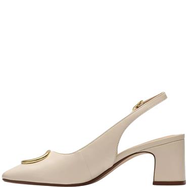 CLARKS WOMENS MID HEEL SLINGBACK - CREAM LEATHER
